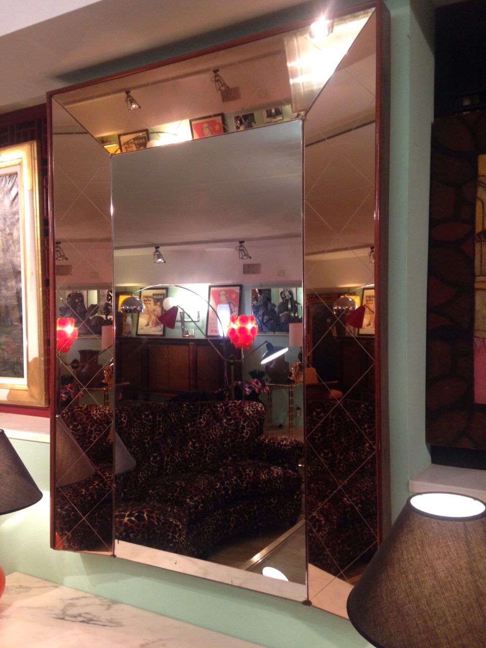 Specchio con Art Decò Bordo rosato del XX Secolo Pezzo di storia autentico - Robertaebasta® Art Gallery opere d’arte esclusive.